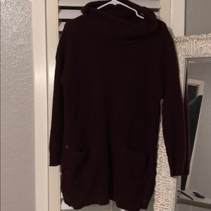 Cowl neck sweater dress